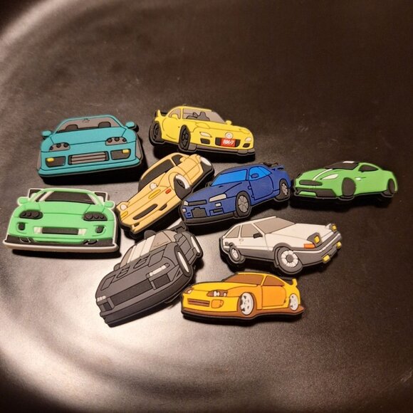 Car Shoe Charms Rubber Vehicle Set of 9 Classics - Picture 1 of 1